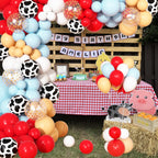 Ouddy Party 170Pcs Cowboy Western Balloons Arch Garland Kit | Red & Blue Cow Print Party Decor