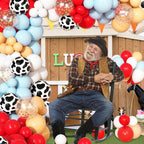 Ouddy Party 170Pcs Cowboy Western Balloons Arch Garland Kit | Red & Blue Cow Print Party Decor