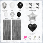 Ouddy Party Black Bow Birthday Decorations – Coquette Black & White Theme Kit