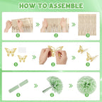 Ouddy Party Pink & Sage Green Birthday Decorations – Balloons & Banners