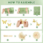 Ouddy Party Sage Green Birthday Decorations – Balloons, Fringe Curtain, Banners & Pompoms