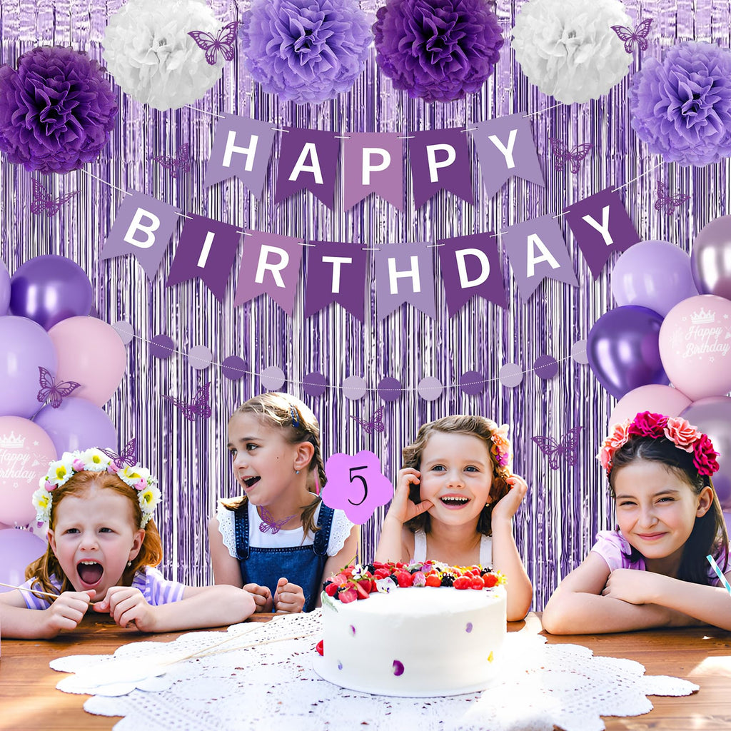 Ouddy Party Purple Birthday Decorations for Women & Girls – Confetti Balloons, Lavender Pink Theme