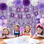 Ouddy Party Purple Birthday Decorations for Women & Girls – Confetti Balloons, Lavender Pink Theme