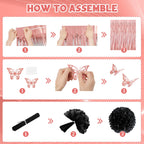 Ouddy Party Rose Gold & Black Birthday Decorations for Women & Girls | Balloons, Banners & Fringe Curtain
