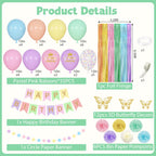 Ouddy Party Pastel Rainbow Birthday Decorations | Confetti Balloons, Fringe Curtain & Banners