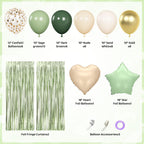 Ouddy Party Sage Green Birthday Decorations for Women & Girls | Balloons, Banner & Fringe