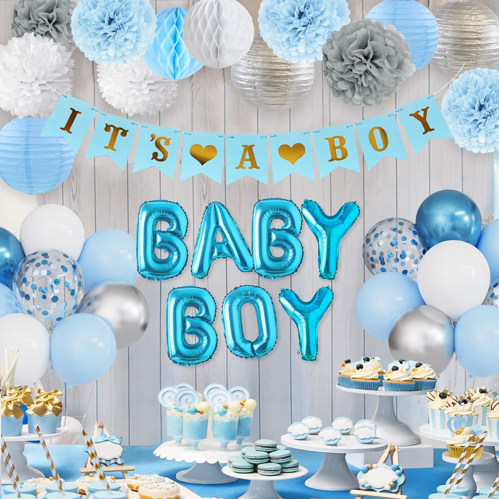 Ouddy Party Blue Baby Shower Decorations – Its a Boy Banner, Balloons & More