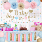 Ouddy Party Baby Gender Reveal Decorations – Pink & Blue Balloons, Banners, Garlands