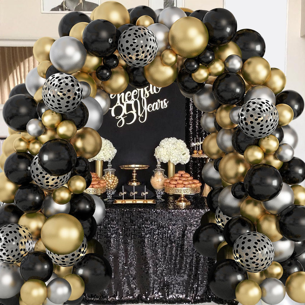Ouddy Party 129Pcs Black Latex Balloons Arch Kit – 18in/12in/10in/5in for Parties