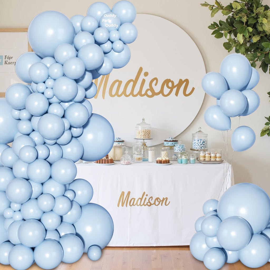 Ouddy Party 129Pcs Light Blue Balloon Arch Kit – 18in/12in/10in/5in Balloons