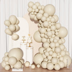 Ouddy Party 129Pcs Sand White Balloon Arch Kit – Cream Beige Matte Latex Balloons