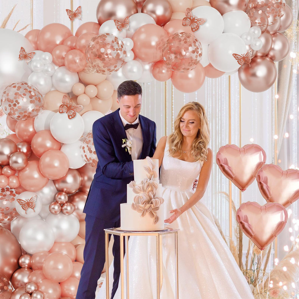 Ouddy Party 129Pcs Pearl White Balloons Kit | Varied Sizes & 18in Arch Garland