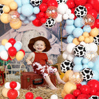 Ouddy Party 170Pcs Cowboy Western Balloons Arch Garland Kit | Red & Blue Cow Print Party Decor