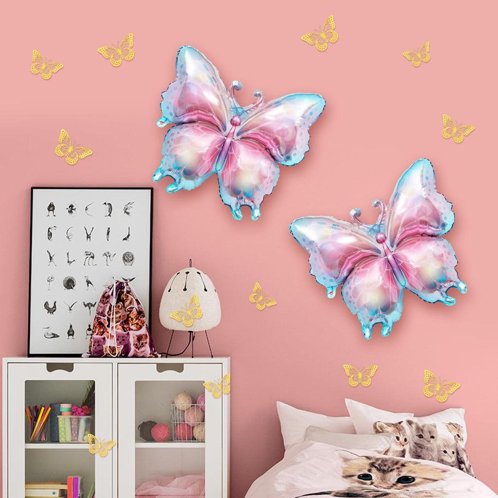 Ouddy Party 163Pcs Butterfly Pink & Purple Balloons Garland Arch Kit – Birthday & Baby Shower Decor