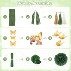 Ouddy Party Sage Green Birthday Decorations for Women & Girls | Balloons, Banner & Fringe