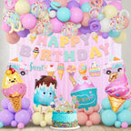 Ouddy Party 75Pcs Ice Cream Birthday Decorations for Girls – Pastel Balloon Arch Kit, Banners & Cupcake Toppers