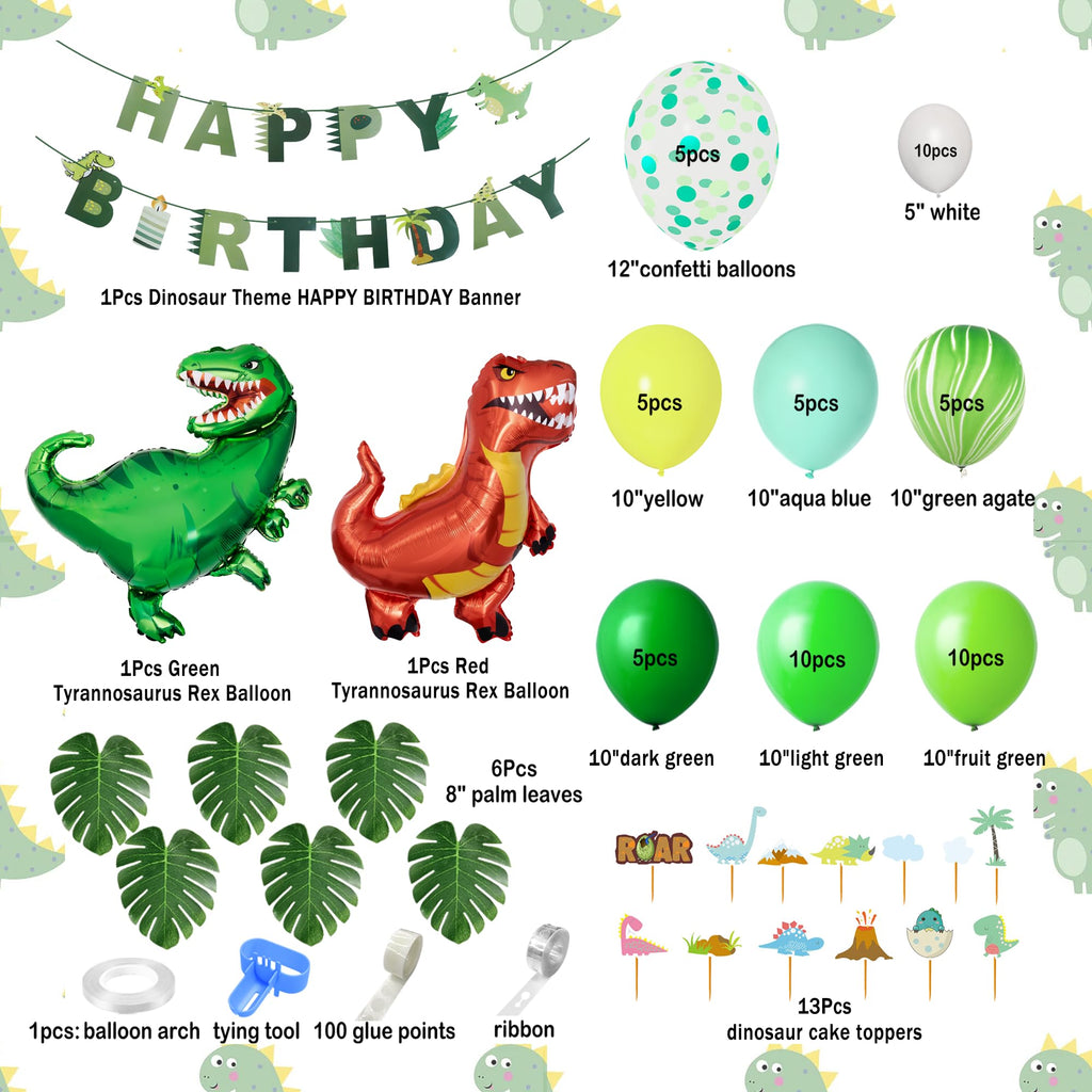 Ouddy Party Dinosaur Birthday Party Decorations - 40in Foil Balloons Arch & Banner Kit