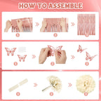 Ouddy Party Pink Decorations for Women & Girls – Dusty Pink Balloons & Rose Gold Fringe