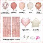 Ouddy Party Pink Birthday Decorations – Dusty Pink & Rose Gold Balloons & Banner Set