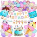 Ouddy Party 75Pcs Ice Cream Birthday Decorations for Girls – Pastel Balloon Arch Kit, Banners & Cupcake Toppers