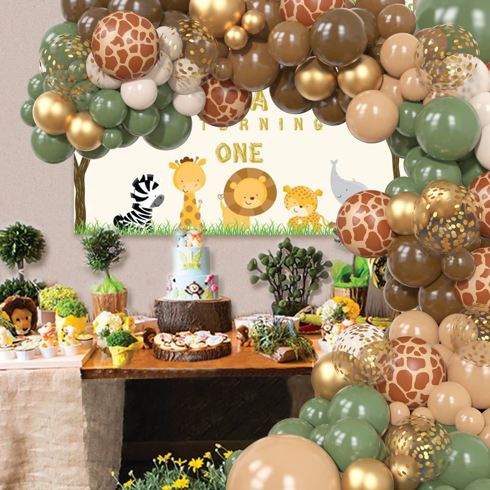 Ouddy Party 170Pcs Jungle Safari Balloons Garland Kit – Safari Party Decor