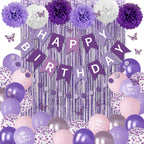 Ouddy Party Purple Birthday Decorations for Women & Girls – Confetti Balloons, Lavender Pink Theme