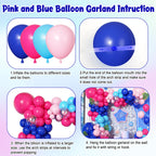 Ouddy Party 170Pcs Blue & Pink Balloons Arch Garland Kit – Royal Blue, Light Blue & Hot Pink Confetti Balloons