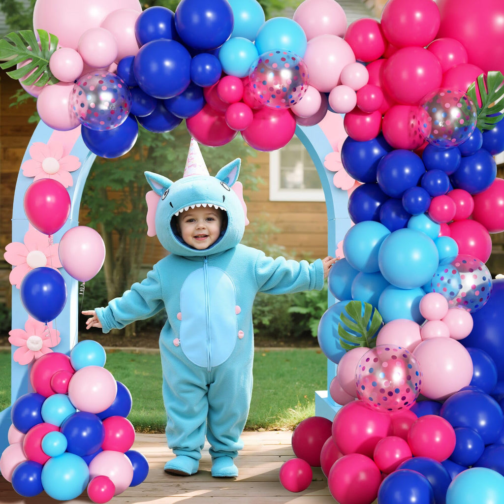Ouddy Party 170Pcs Blue & Pink Balloons Arch Garland Kit – Royal Blue, Light Blue & Hot Pink Confetti Balloons