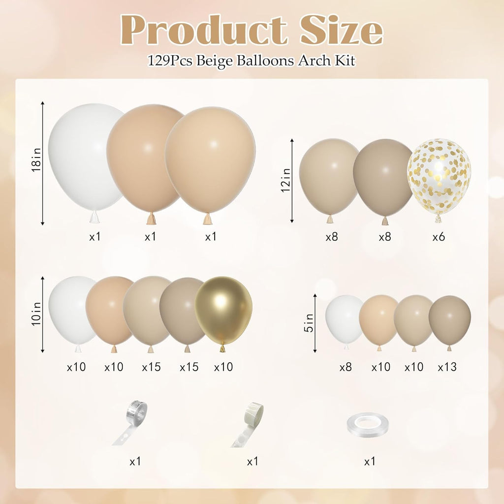 Ouddy Party White Sand Gold Balloon Arch Garland Kit | Neutral Latex Balloons for Baby Shower & Wedding