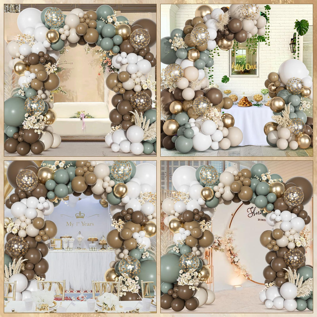 Ouddy Party Dusty Green Nude Balloons Arch Kit – Neutral Baby Shower & Birthday Decor