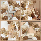 Ouddy Party Brown Balloons Arch Garland Kit — Neutral Boho Decor (18in/12in/10in/5in)