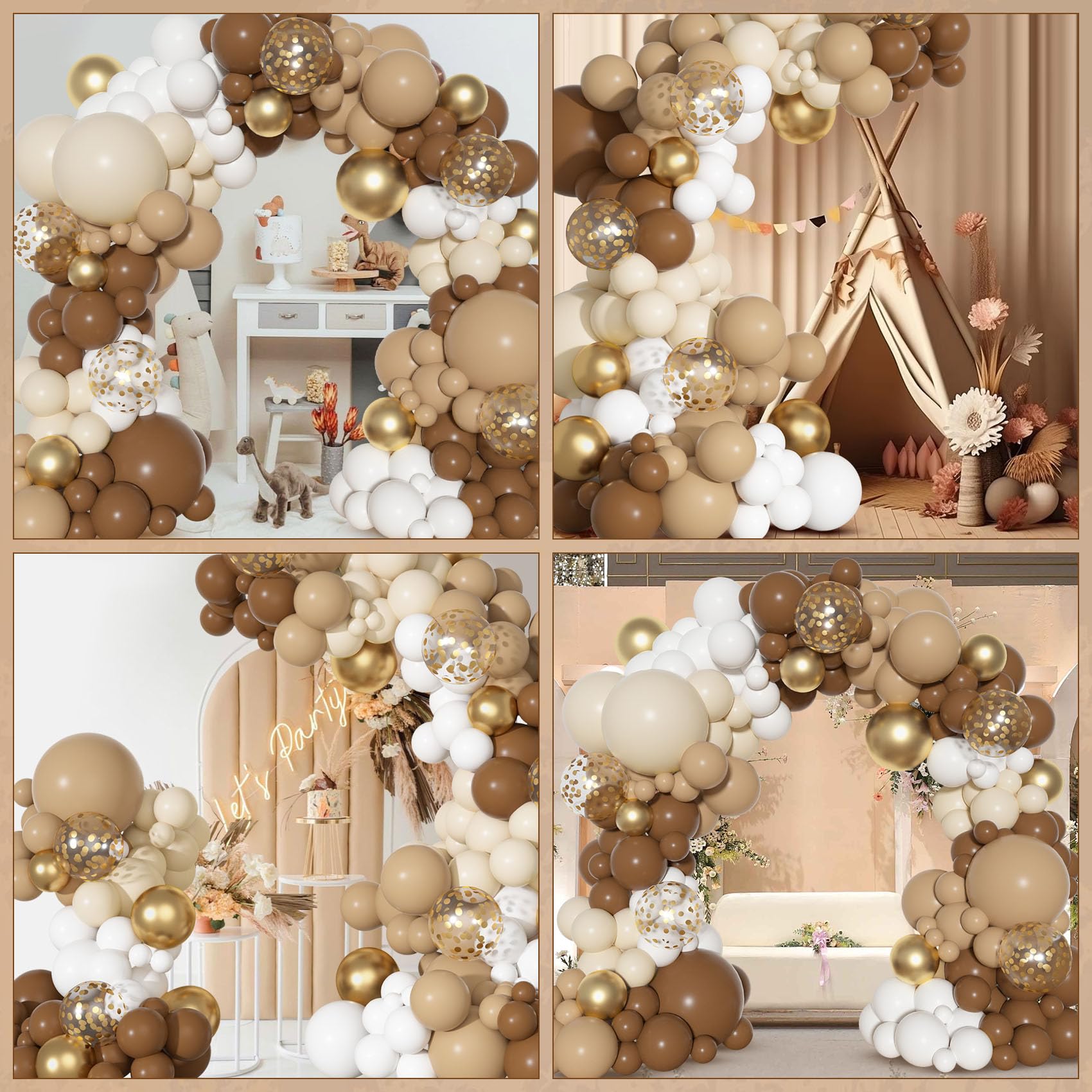 Ouddy Party Brown Balloons Arch Garland Kit — Neutral Boho Decor (18in/12in/10in/5in)