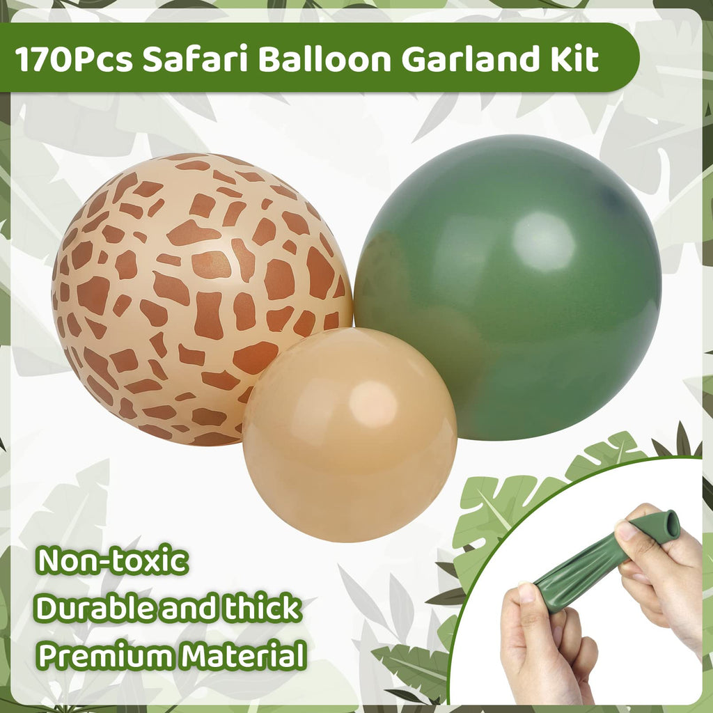 Ouddy Party 170Pcs Jungle Safari Balloons Garland Kit – Safari Party Decor