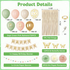 Ouddy Party Pink & Sage Green Birthday Decorations – Balloons & Banners