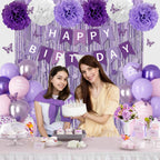 Ouddy Party Purple Birthday Decorations for Women & Girls – Confetti Balloons, Lavender Pink Theme