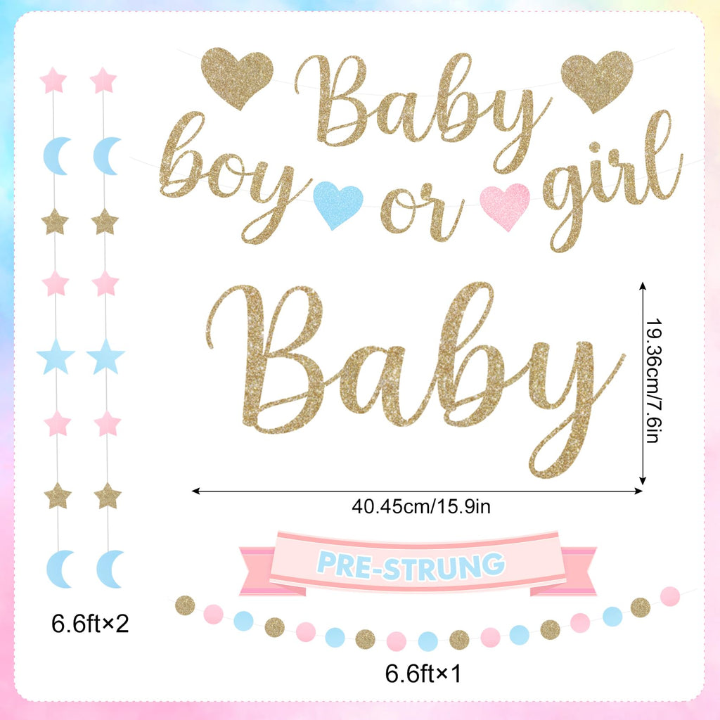 Ouddy Party Baby Gender Reveal Decorations – Pink & Blue Balloons, Banners, Garlands