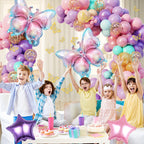 Ouddy Party 163Pcs Butterfly Pink & Purple Balloons Garland Arch Kit – Birthday & Baby Shower Decor