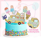 Ouddy Party 75Pcs Ice Cream Birthday Decorations for Girls – Pastel Balloon Arch Kit, Banners & Cupcake Toppers