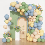 Ouddy Party 72pcs Green Dusty Blue Yellow Balloons Set – 12in Sage Green, Dusty Blue, Pastel Yellow, White Sand, Nude