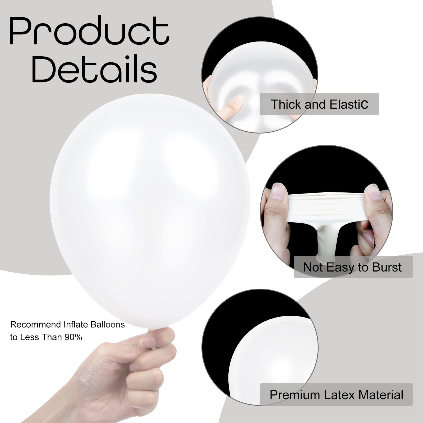 Ouddy Party 129Pcs Pearl White Balloons Kit | Varied Sizes & 18in Arch Garland