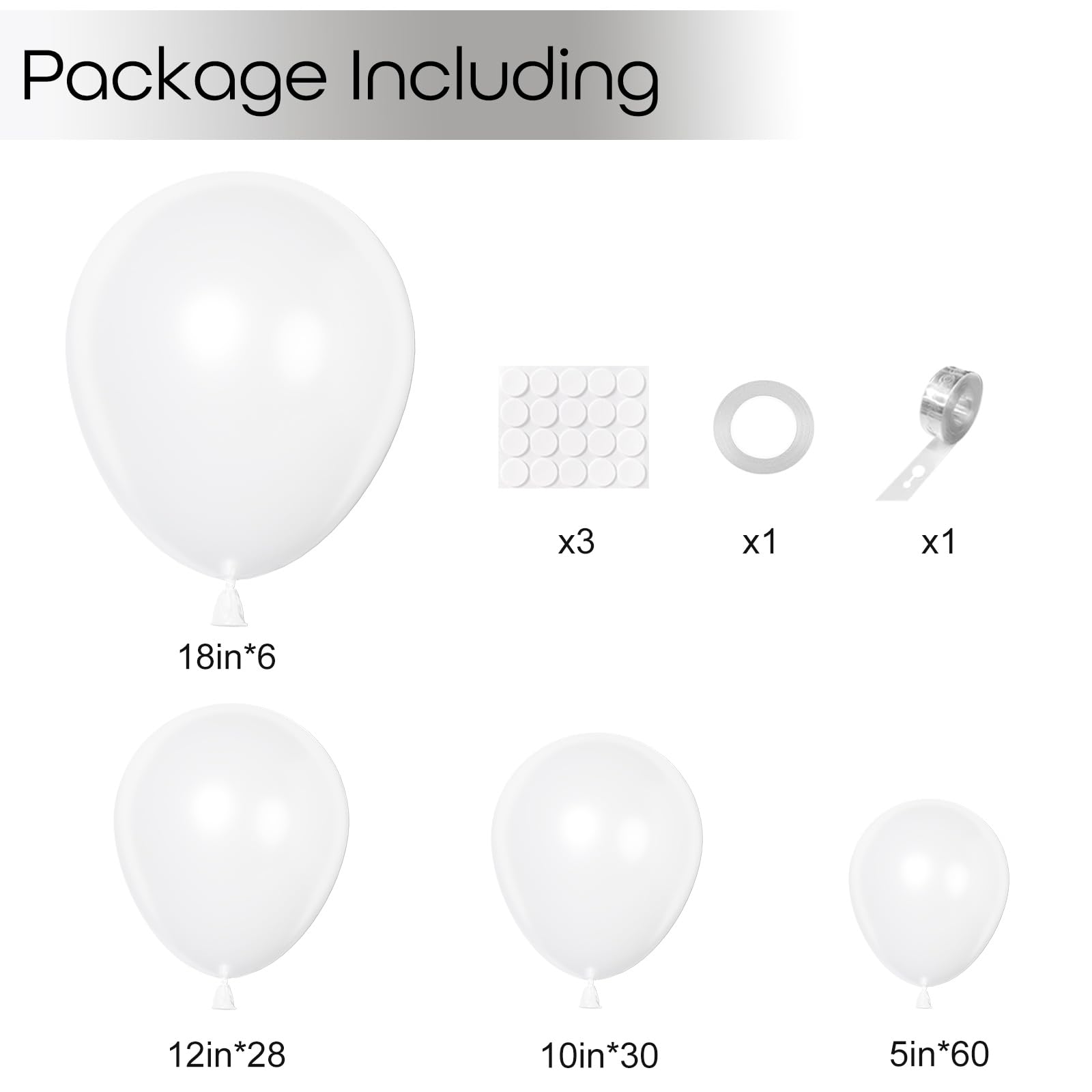 Ouddy Party 129Pcs Pearl White Balloons Kit | Varied Sizes & 18in Arch Garland