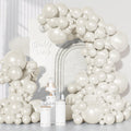 Ouddy Party 129Pcs Pearl White Balloons Kit | Varied Sizes & 18in Arch Garland