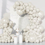 Ouddy Party 129Pcs Pearl White Balloons Kit | Varied Sizes & 18in Arch Garland