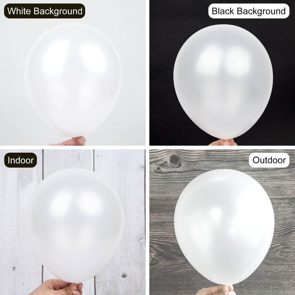 Ouddy Party 129Pcs Pearl White Balloons Kit | Varied Sizes & 18in Arch Garland
