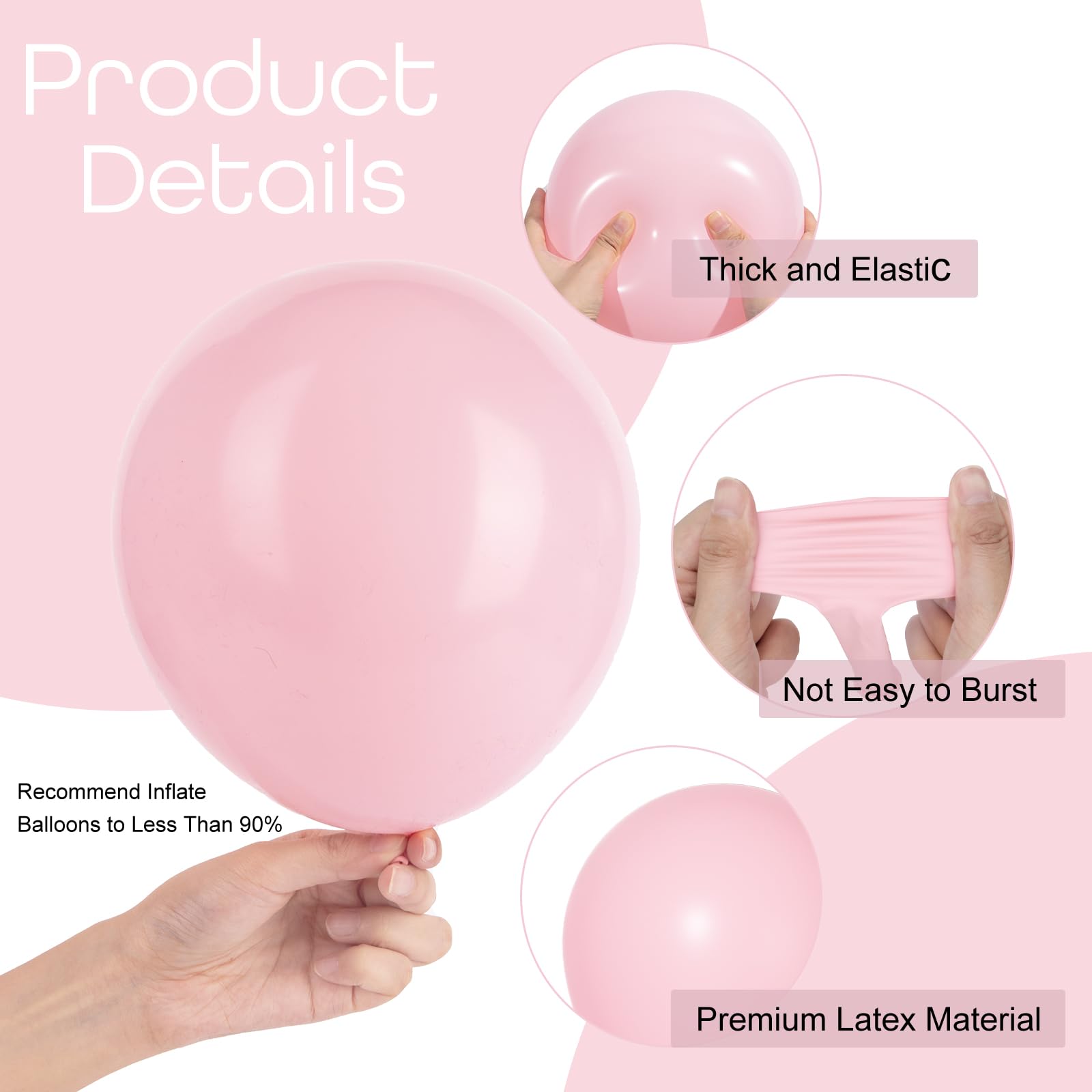 Ouddy Party 129Pcs Pink Balloons Kit – 18 Inch, 12 Inch, 10 Inch, 5 Inch Arch Garland for Birthday, Bridal Shower & Wedding