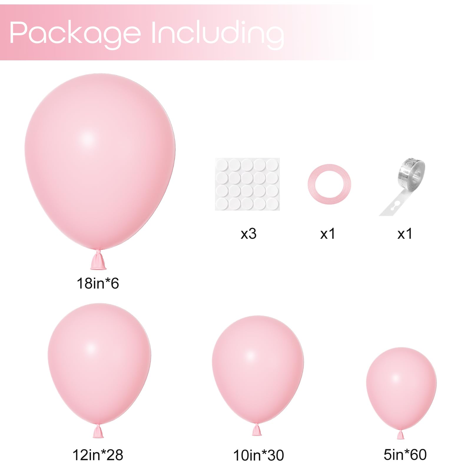 Ouddy Party 129Pcs Pink Balloons Kit – 18 Inch, 12 Inch, 10 Inch, 5 Inch Arch Garland for Birthday, Bridal Shower & Wedding
