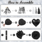 Ouddy Party Black Bow Birthday Decorations – Coquette Black & White Theme Kit