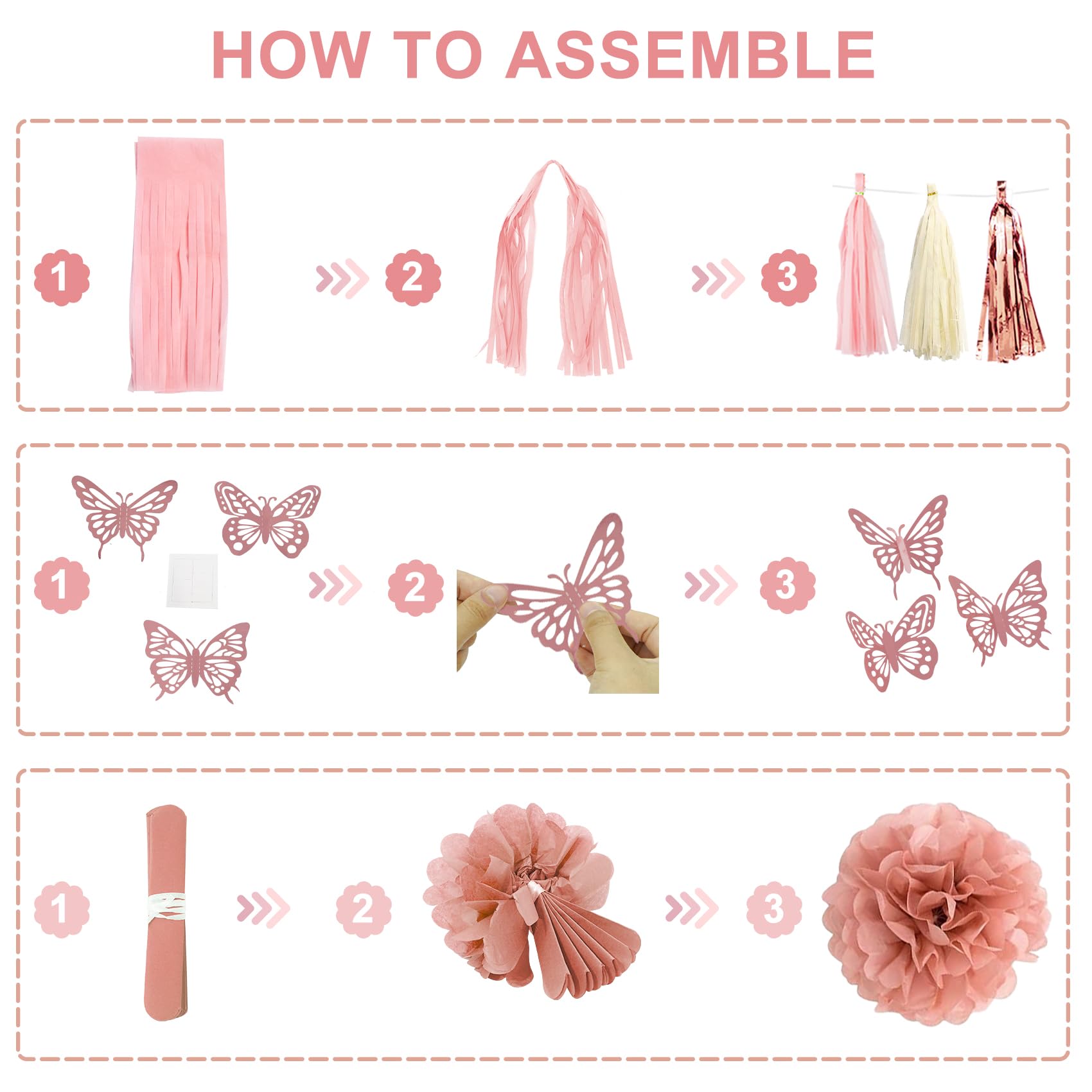 Ouddy Party Pink Birthday Decorations – Dusty Pink & Rose Gold Balloons & Banner Set