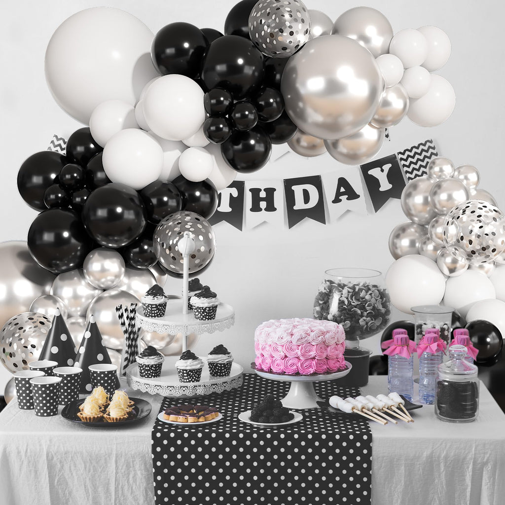 Ouddy Party 149Pcs Black & White Balloon Arch Kit - 18in/12in/10in Latex Balloons