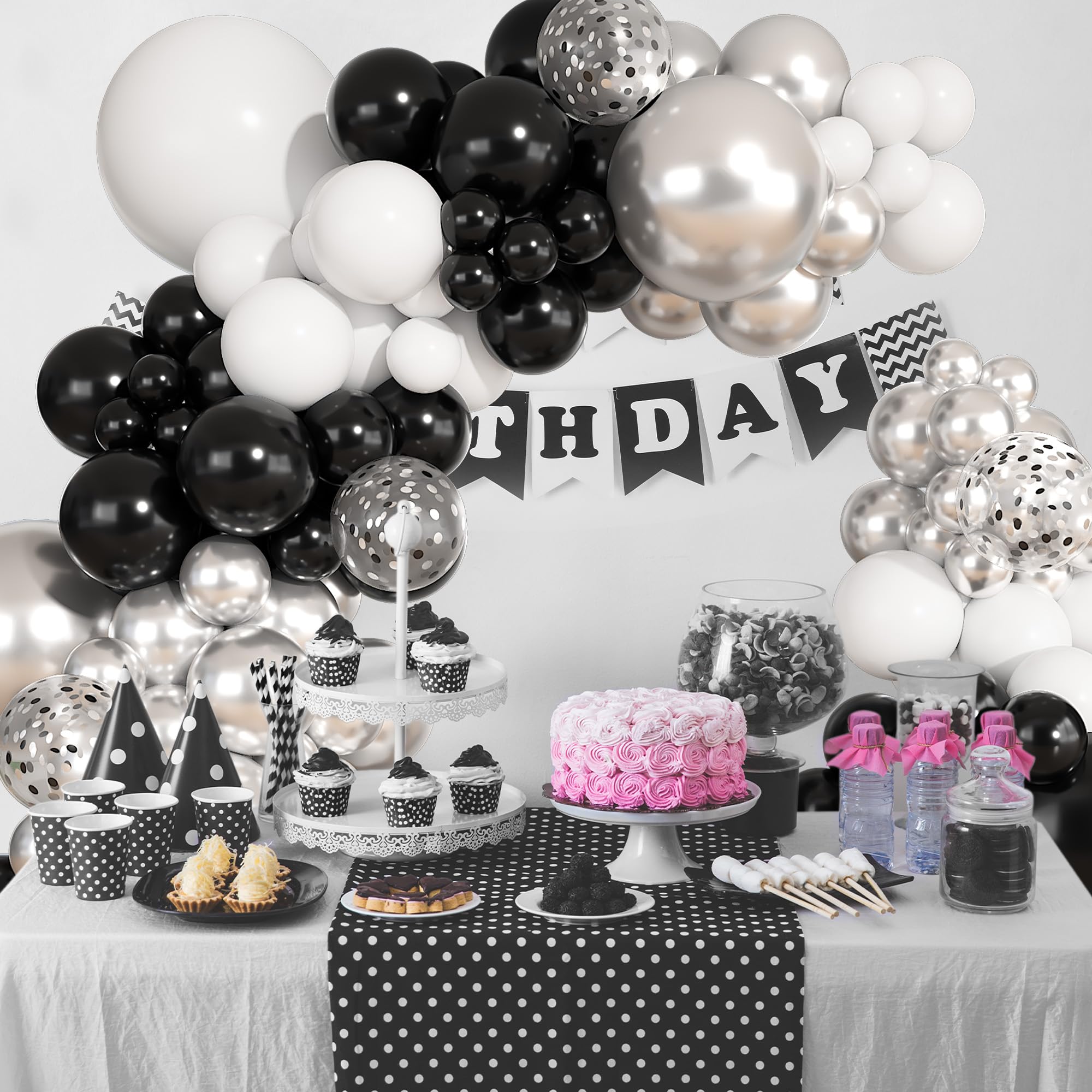 Ouddy Party 149Pcs Black & White Balloon Arch Kit - 18in/12in/10in Latex Balloons